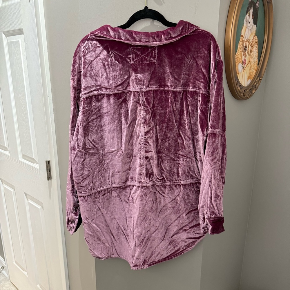 We the Free Free People Peyton Velvet Pullover Purple Long Sleeve Top-Lg - Picture 7 of 7
